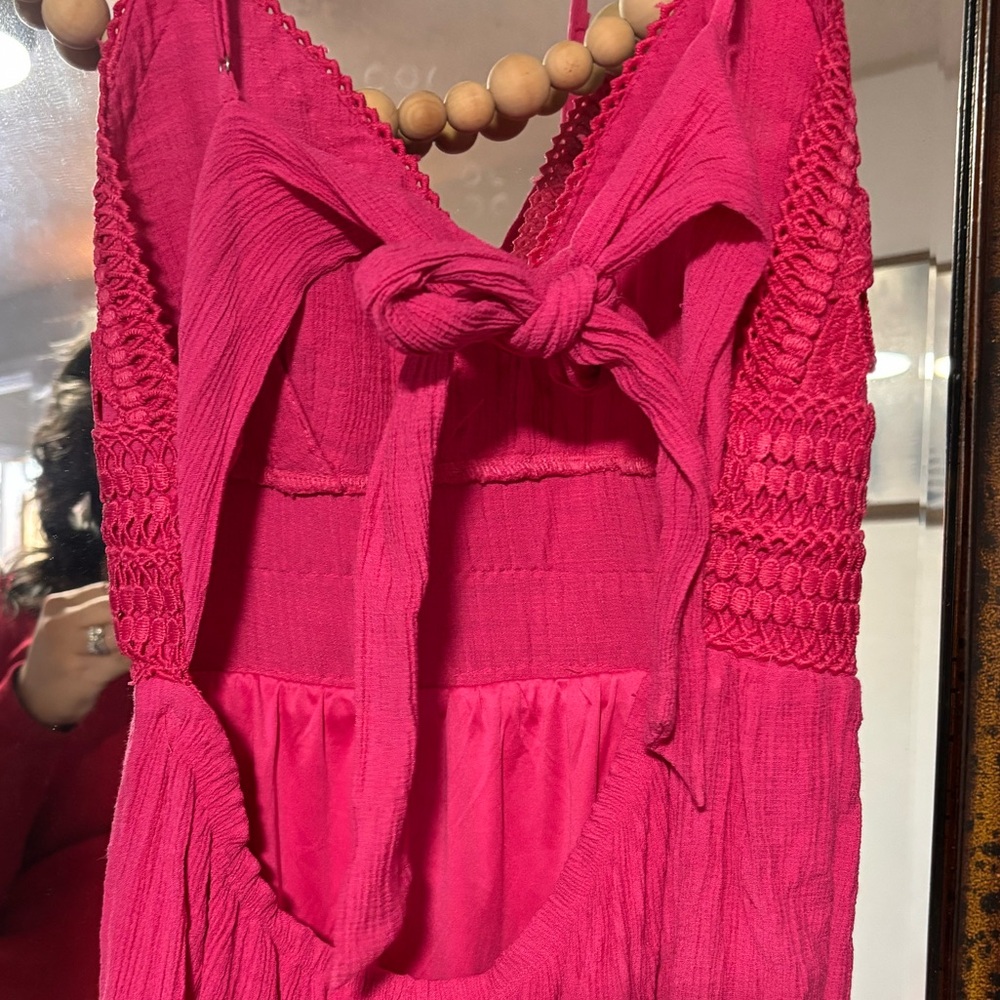 Love Tree Hot Pink Textured Sundress - Picture 3 of 5